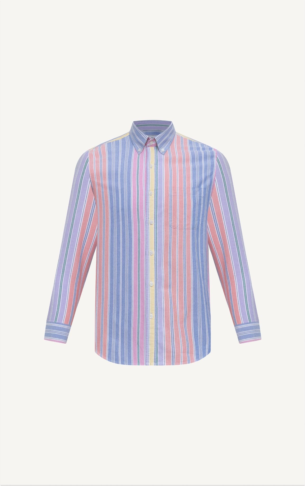  AG300 FACTORY REGULAR FIT MULTI-COLORED VERTICAL STRIPED SHIRT - YELLOW 