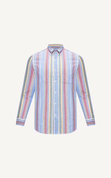  AG300 FACTORY REGULAR FIT MULTI-COLORED VERTICAL STRIPED SHIRT - LIGHT BLUE