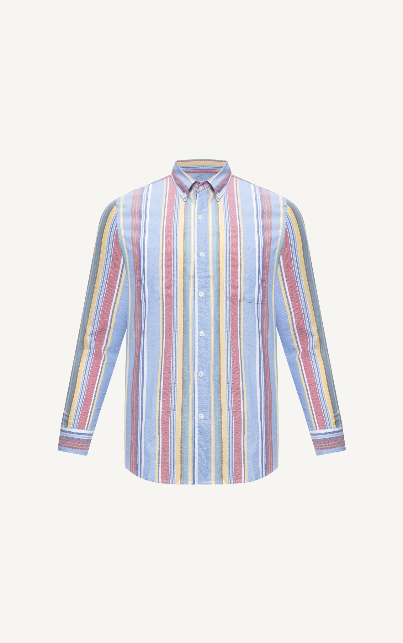 H300 FACTORY REGULAR FIT MULTI-COLORED VERTICAL STRIPED SHIRT - LIGHT BLUE