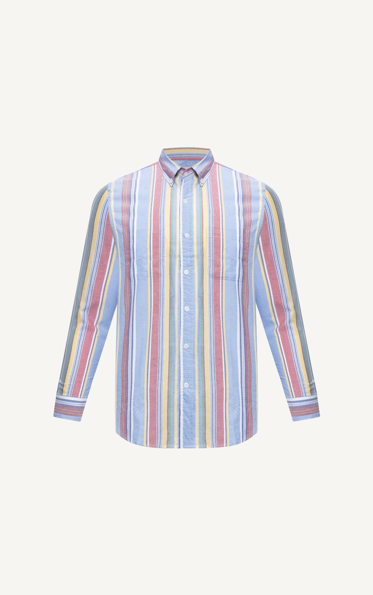  AG300 FACTORY REGULAR FIT MULTI-COLORED VERTICAL STRIPED SHIRT - LIGHT BLUE 