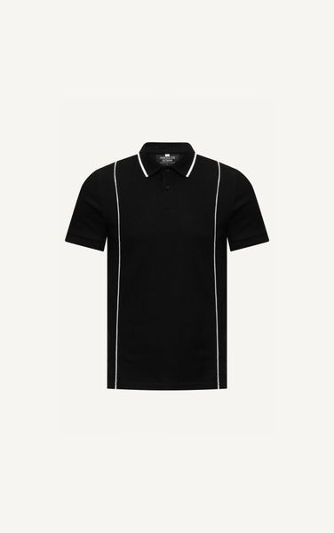  AG61 PREMIUM SLIMFIT NEW VERTICAL STRIPED POLO - BLACK