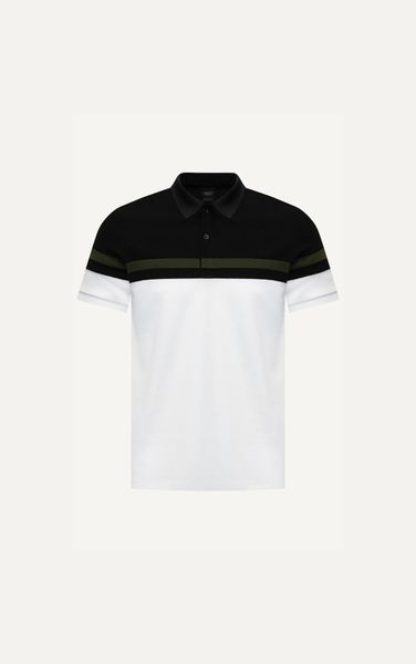  T43 FACTORY SLIMFIT NEW STRIPED CHEST POLO - BLACK