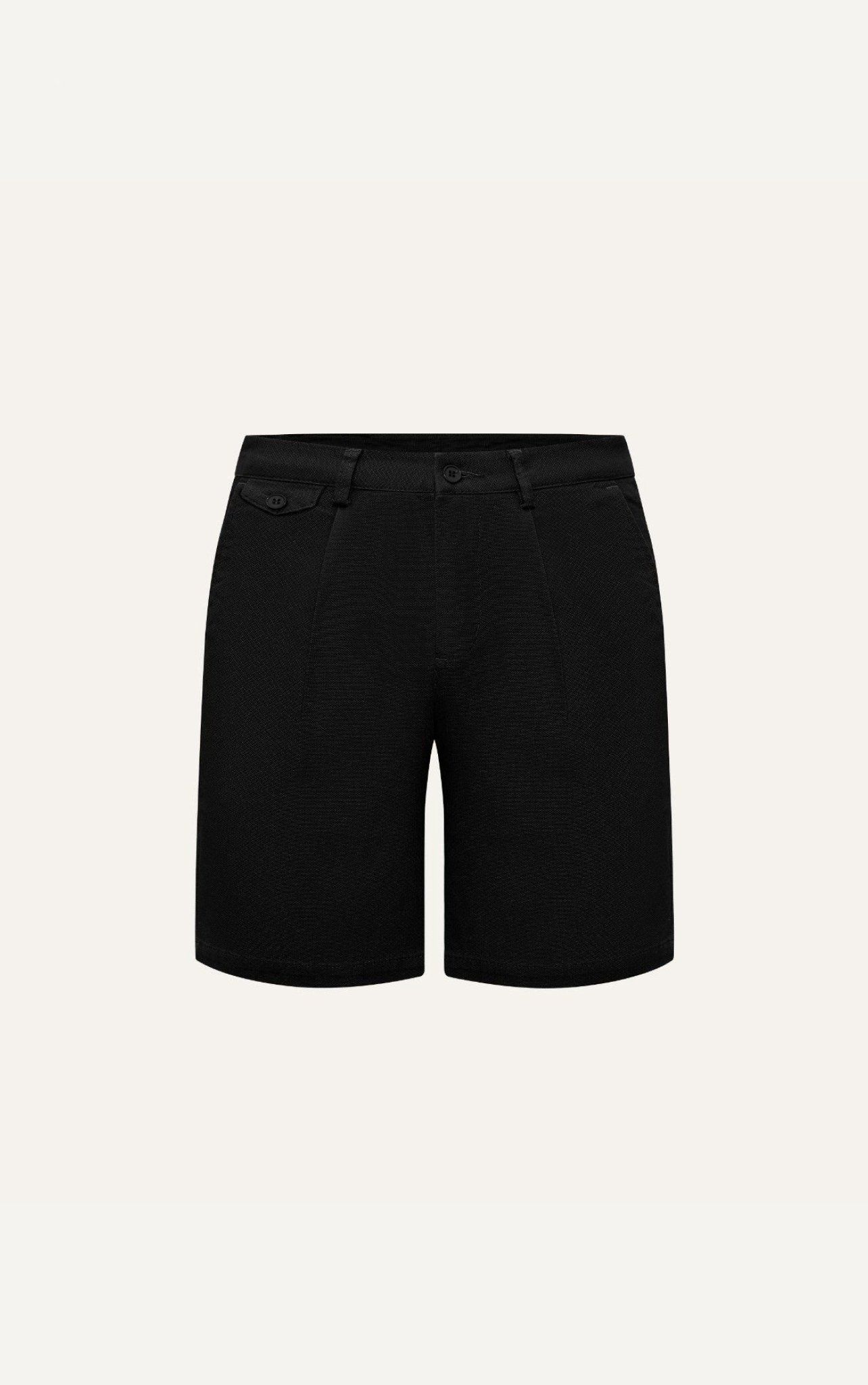 AG512 STUDIO SLIMFIT PLEATED CHINO KHAKI SHORT - BLACK