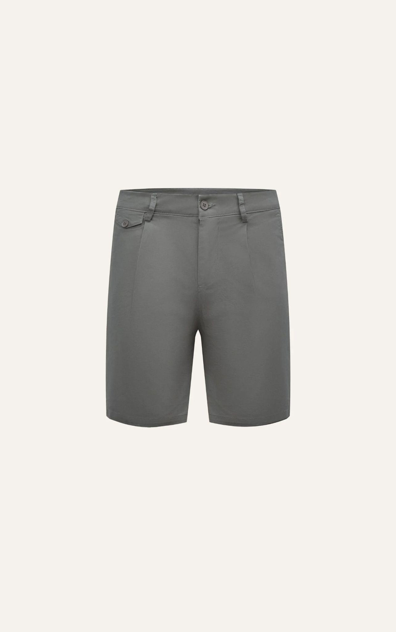 AG513 STUDIO SLIMFIT PLEATED CHINO KHAKI SHORT - LIGHT GREY
