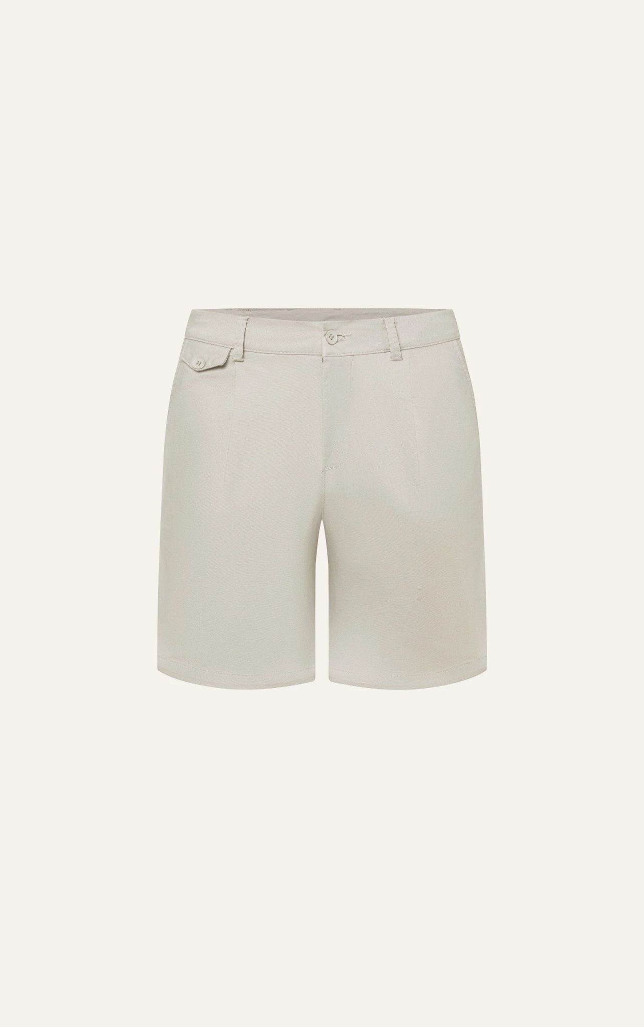 AG512 STUDIO SLIMFIT PLEATED CHINO KHAKI SHORT - OFF WHITE