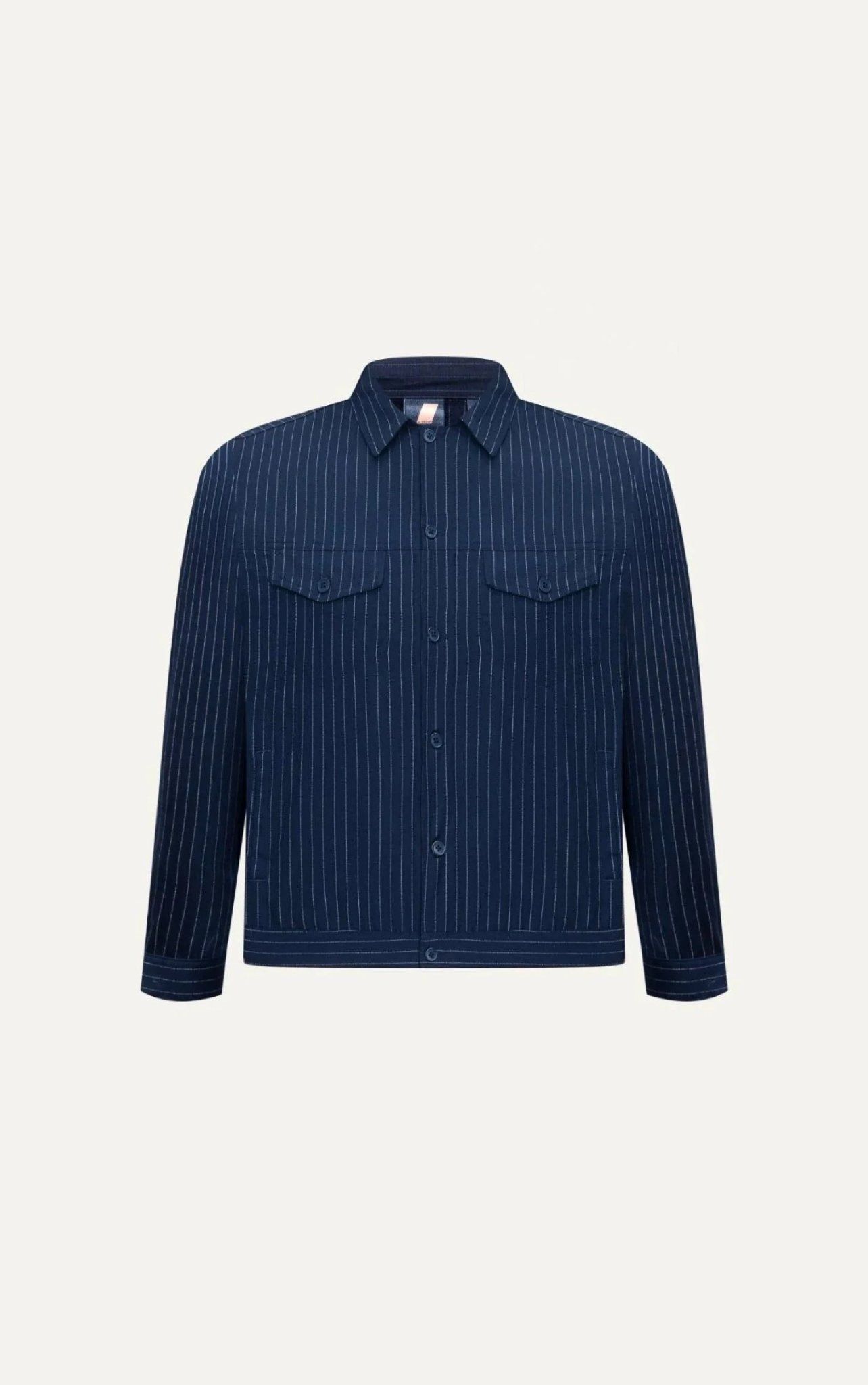 AG08 STUDIO REGULAR FIT STRIPED TWO POCKETS JACKET - DARK BLUE
