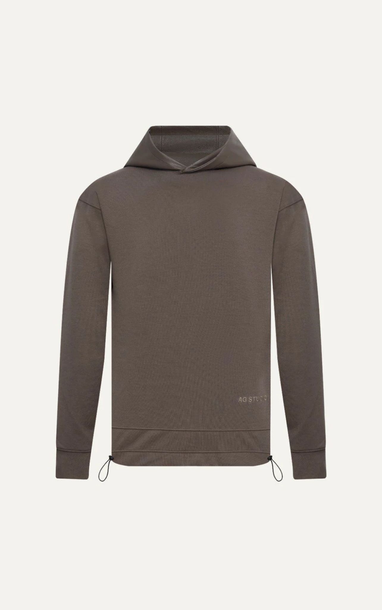 AG17 STUDIO LOOSE FIT MIXED DETAIL LEATHER HOODIE - OLIVE