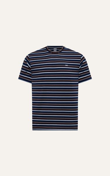  T69 FACTORY REGULAR FIT HORIZONTAL STRIPED T-SHIRT - DARK BLUE