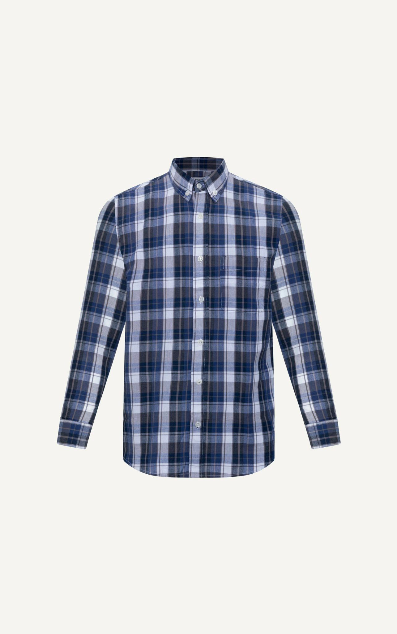 H312 FACTORY REGULAR FIT CHECKED SHIRT - DARK BLUE