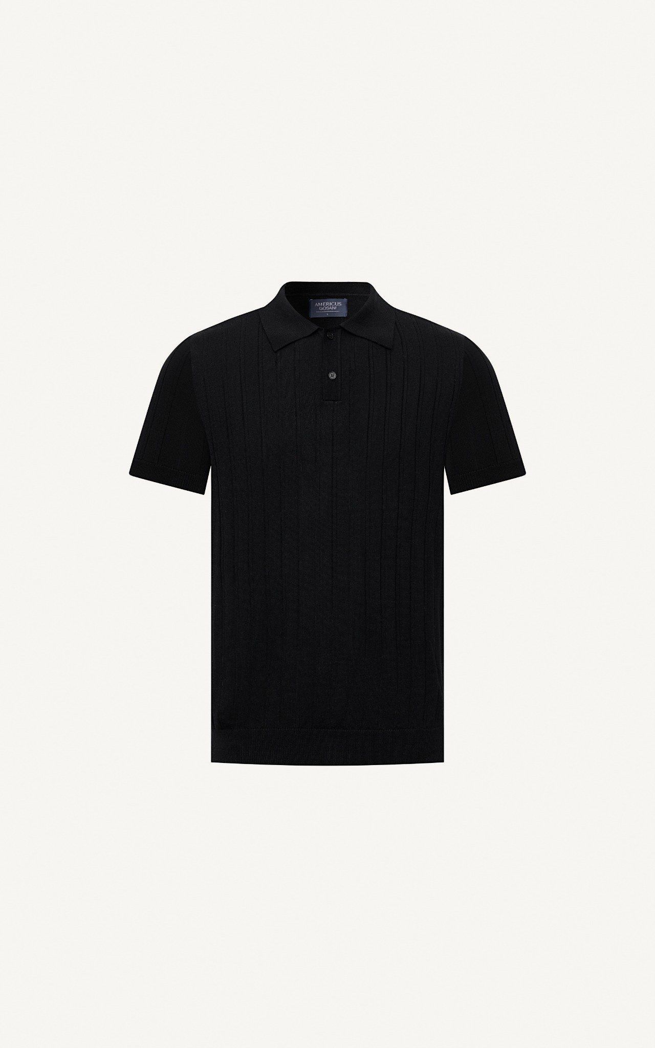 AG717 STUDIO REGULAR FIT RIB STITCH POLO - BLACK