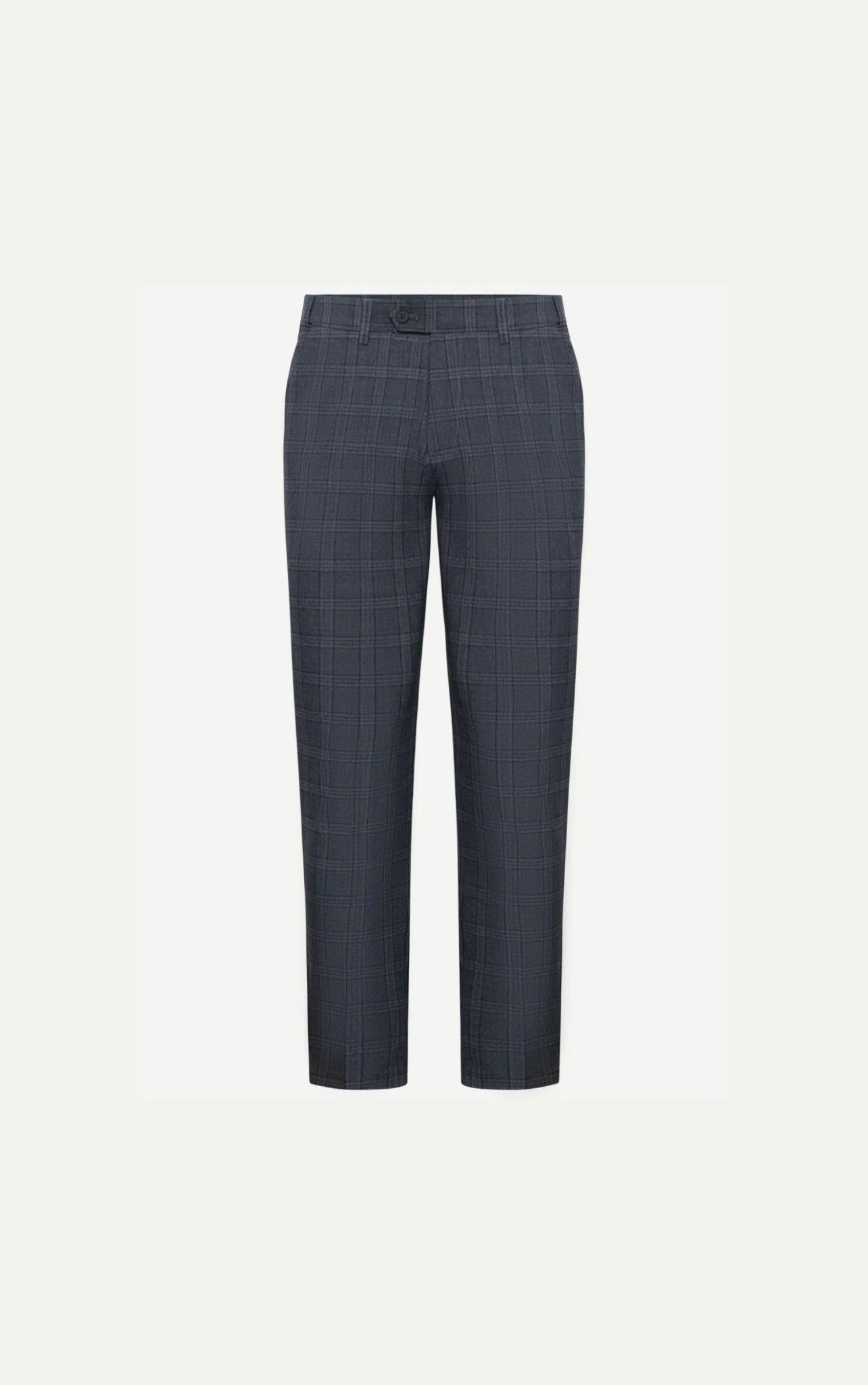 AG505 PREMIUM SLIMFIT CHECKED TROUSERS - LIGHT GREY