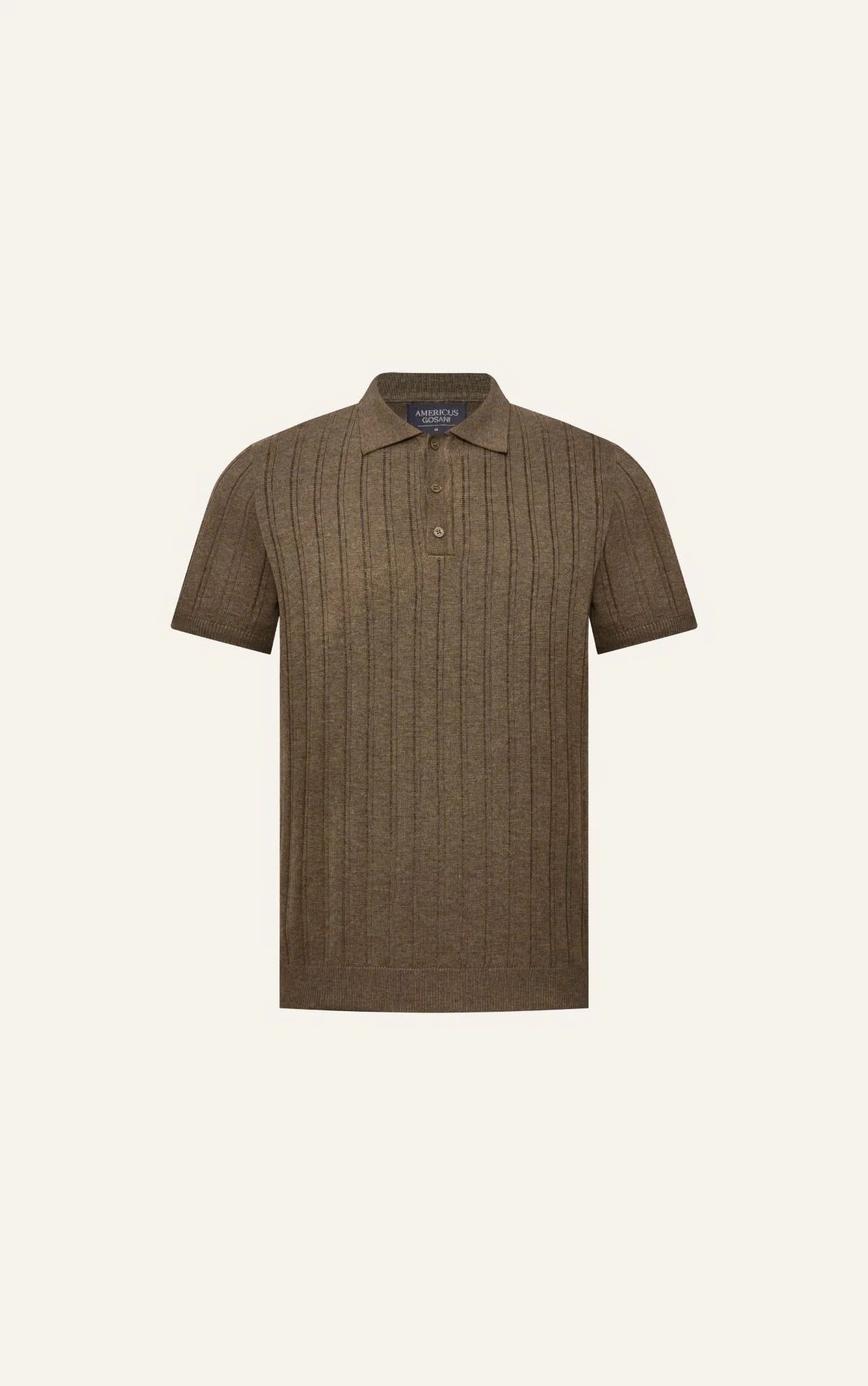 AG717 PREMIUM REGULAR FIT RIB STITCH POLO - BROWN