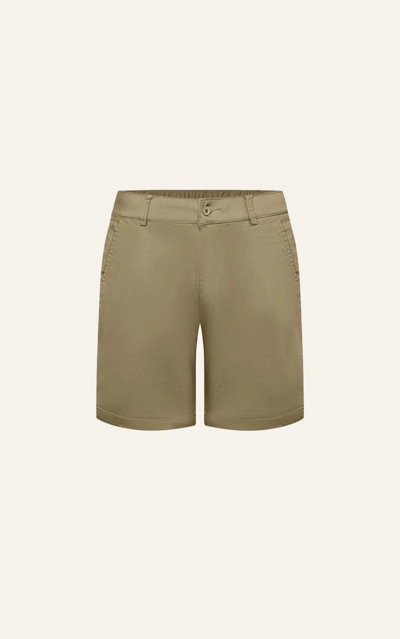 AG523 SIGNATURE SLIMFIT EASY KHAKIS SHORTS- LIGHT BROWN