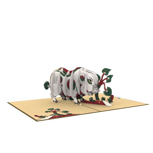 Thiệp Pop Up Lợn Ăn Lá Ráy