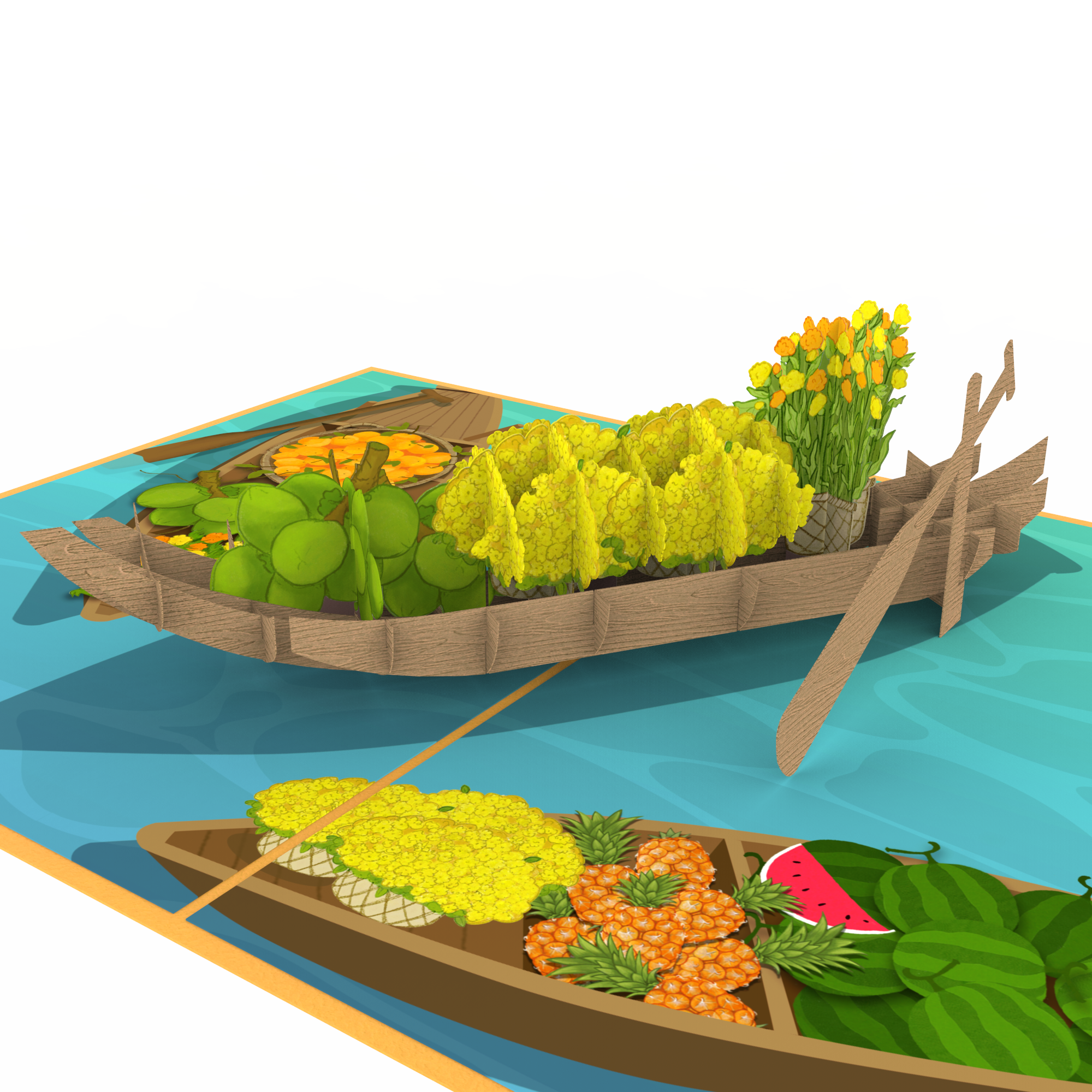 Thiệp Pop Up Chợ Nổi Miền Tây