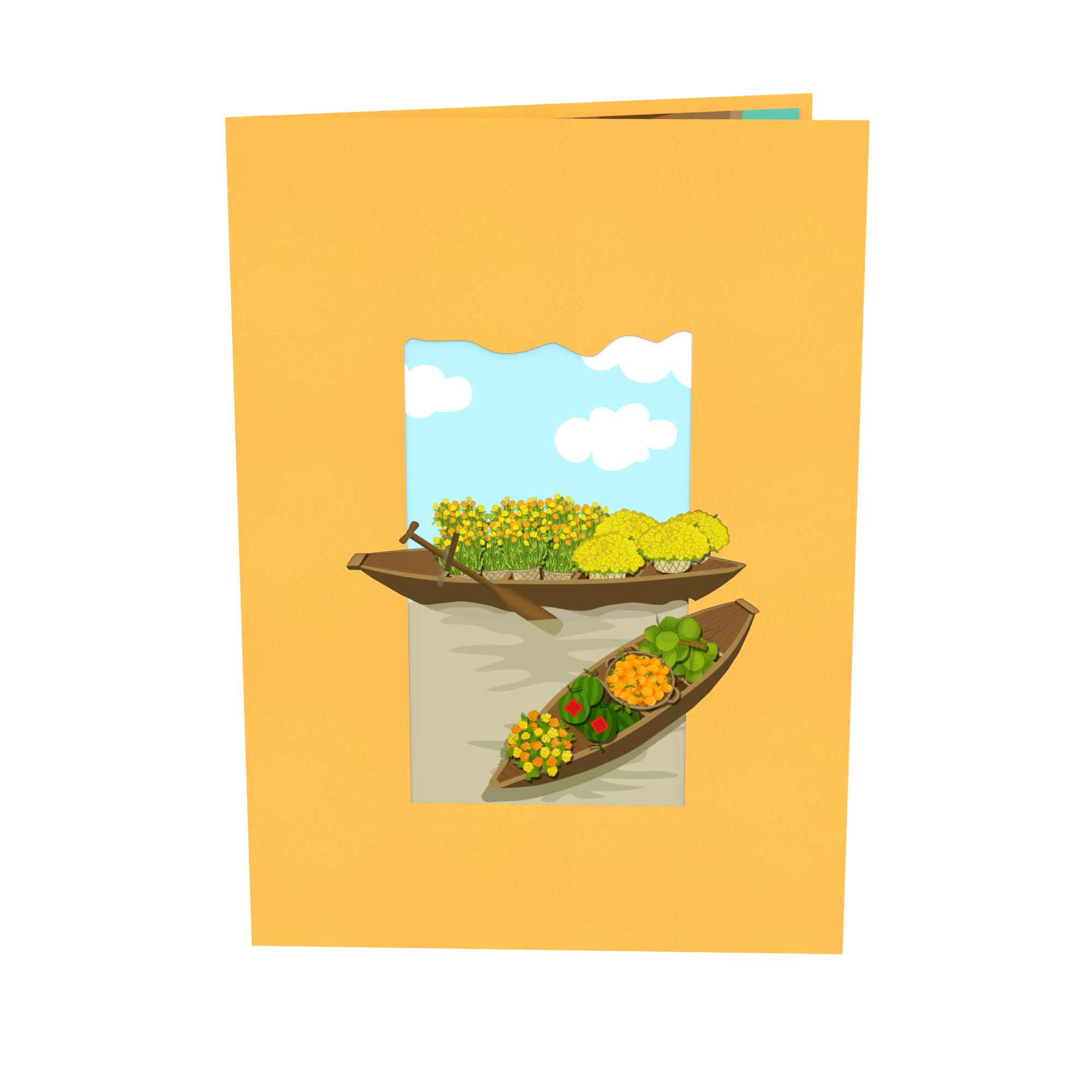 Thiệp Pop Up Chợ Nổi Miền Tây