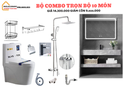 BỘ COMBO THIẾT BỊ VỆ SINH 10 MÓN - BÀN ĐÁ 2 TẦNG LAVABO ÂM ( TẶNG KÈM GƯƠNG ĐÈN LED )