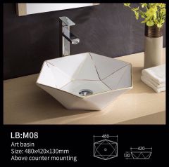 CHẬU LAVABO NGHỆ THUẬT LỤC GIÁC - M08