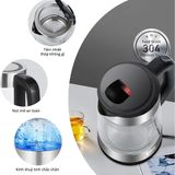 Bình đun thủy tinh Mishio MK341 mâm nhiệt inox 304 không gỉ sét