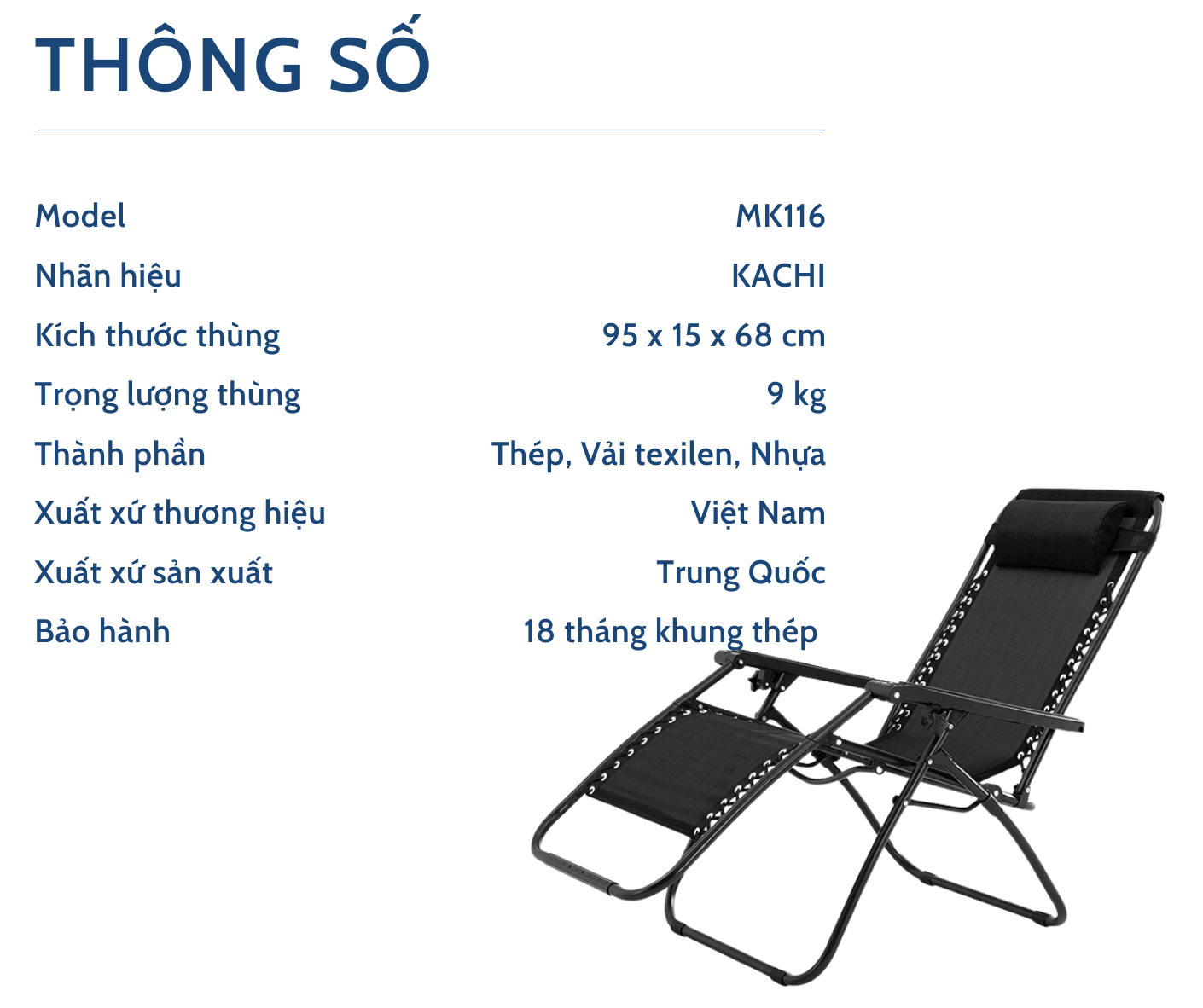 Ghế Xếp Có Khay Để Ly Thông Minh Kachi Mk116