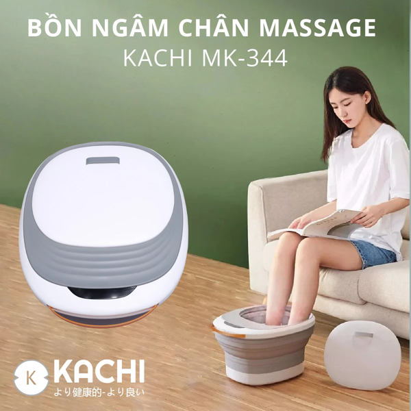  Bồn ngâm chân massage hồng ngoại xếp gọn Kachi MK344 tăng lưu thông tuần hoàn máu giúp ngủ ngon 