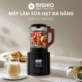  Máy làm sữa đậu nành không cần lọc bã Mishio MK360 800W cối thủy tinh Borisilicate 1.75L 