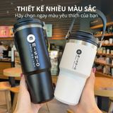 Ly Giữ Nhiệt inox 304 không gỉ sét kèm quai xách và ống hút Mishio size 600ml và 900ml