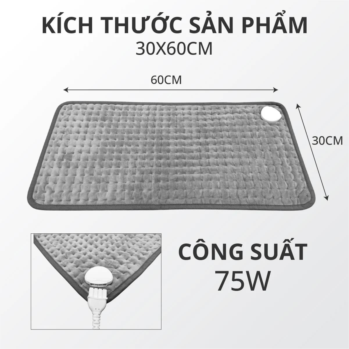  Thảm Chườm Nóng Kachi MK363 giảm đau nhức, đệm sưởi ấm, chăn điện 