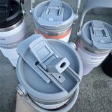 Ly Giữ Nhiệt inox 304 không gỉ sét kèm quai xách và ống hút Mishio size 600ml và 900ml