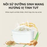  Nồi Cơm Điện Sứ Dưỡng Sinh Mishio MK365 lòng sứ nguyên chất 0.8L không chứa chất chống dính 