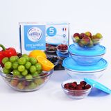 Bộ 5 hộp thực phẩm Freshbox xanh Bleu Tròn DURALEX - MADE IN FRANCE