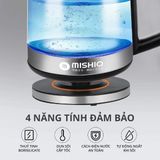  Bình đun thủy tinh Mishio MK341 mâm nhiệt inox 304 không gỉ sét 