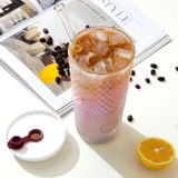 Ly thủy tinh kim cương có nắp đậy kèm ống hút
