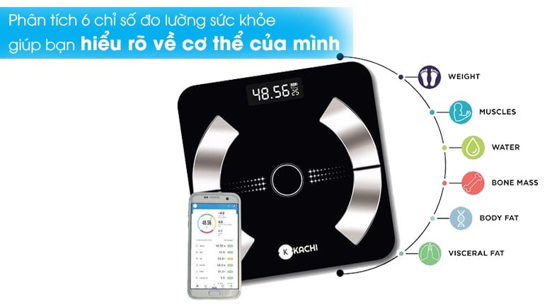 Cân Điên Tử Bluetooth Phân Tích Chỉ Số Cơ Thể Kachi MK223