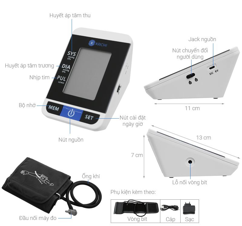Máy Đo Huyết Áp Kachi MK167 Có Giọng Nói Tiếng Việt