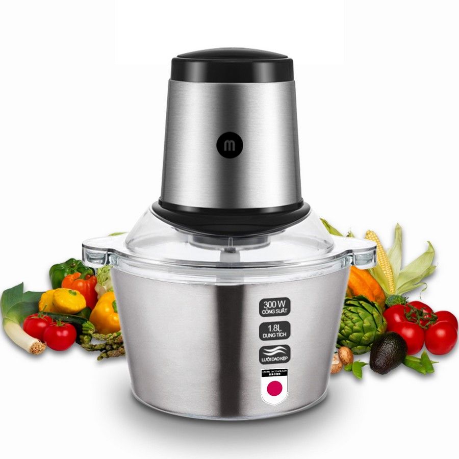 Máy xay thịt đa năng cối inox Mishio MK-157 1.8L