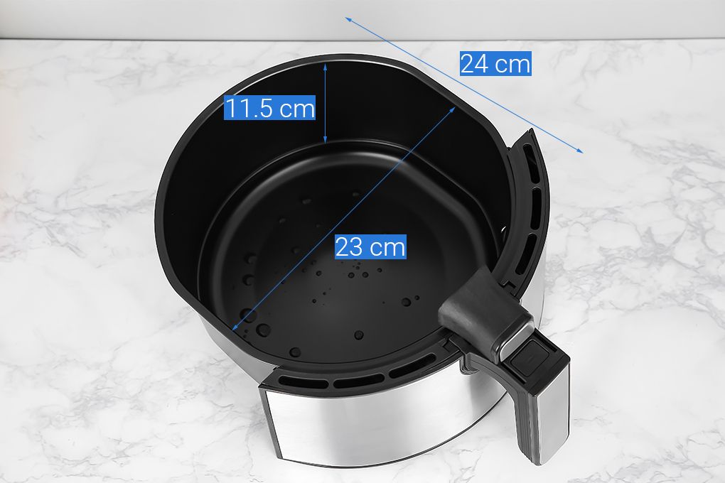 Nồi Chiên Không Dầu điện tử 5L Mishio MK221 - vỏ inox