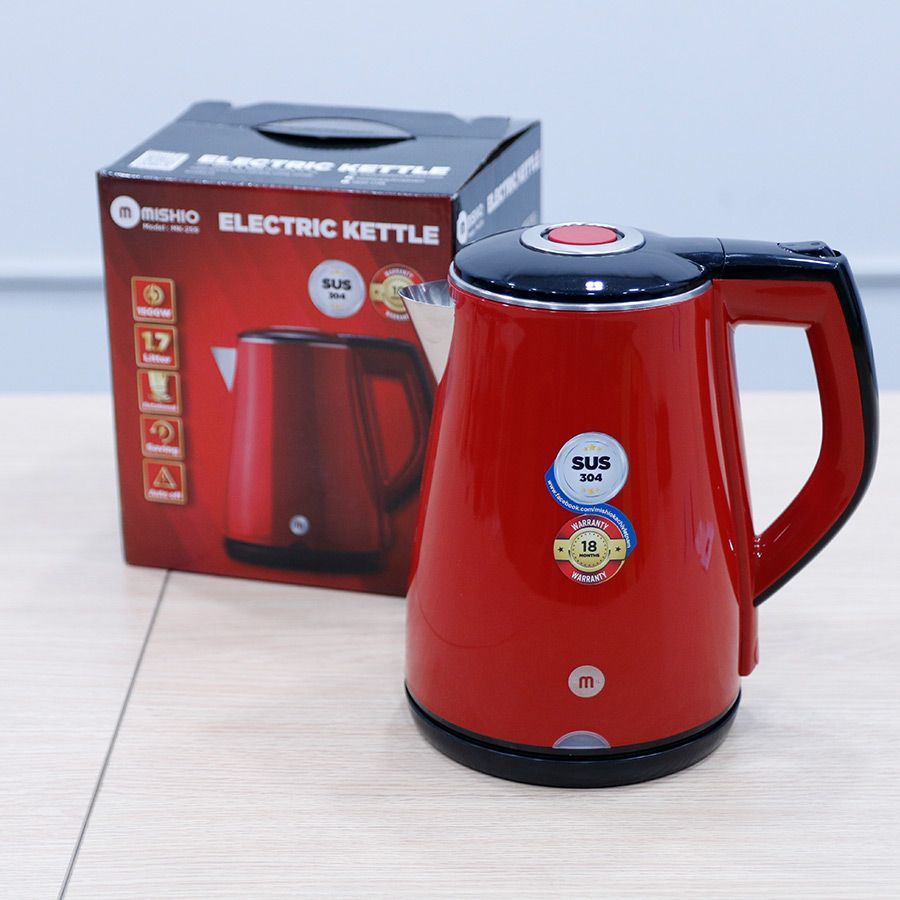 Ấm Đun Siêu Tốc Inox 304 2 lớp cách nhiệt Mishio MK259 1500W