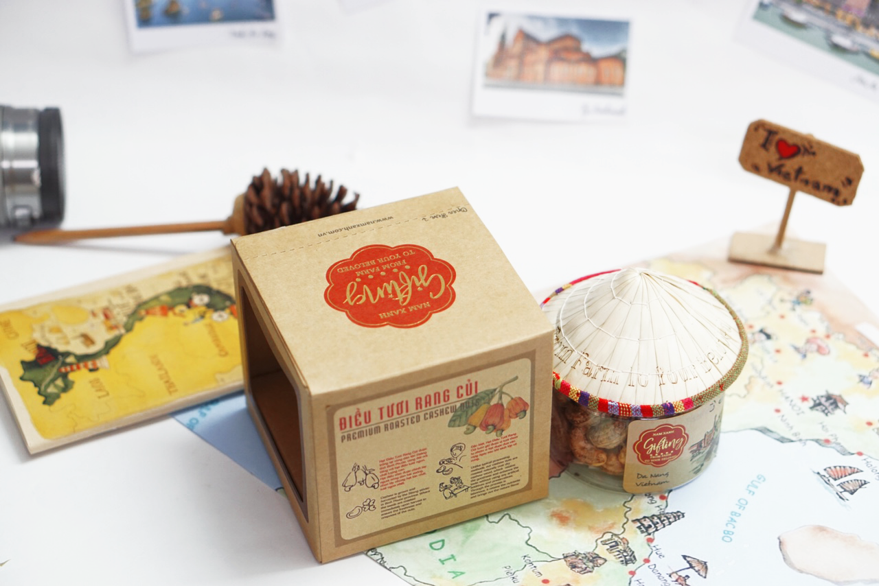 Lon nón lá - Hạt Điều tươi rang củi Nam Xanh 130g (170g)