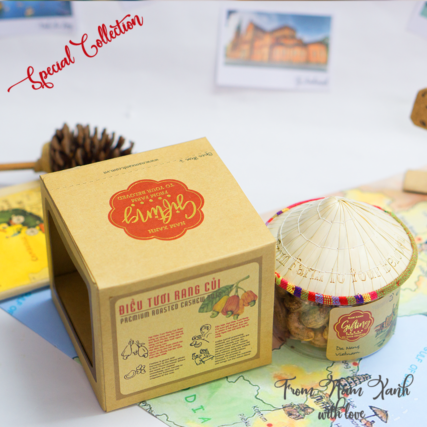 Lon nón lá - Hạt Điều tươi rang củi Nam Xanh 130g (170g)
