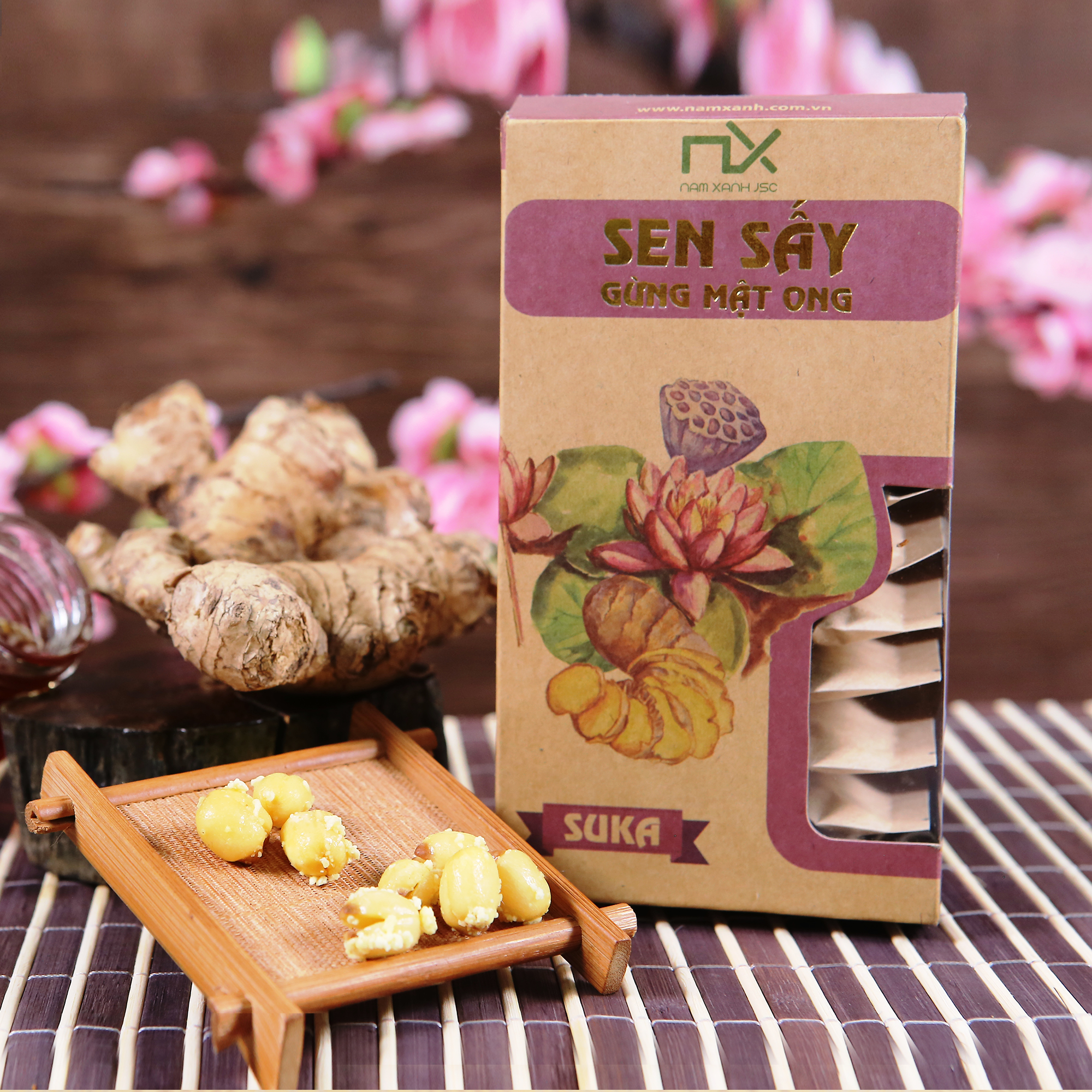 Hộp Hạt sen sấy gừng mật ong Nam Xanh 65g (100g)