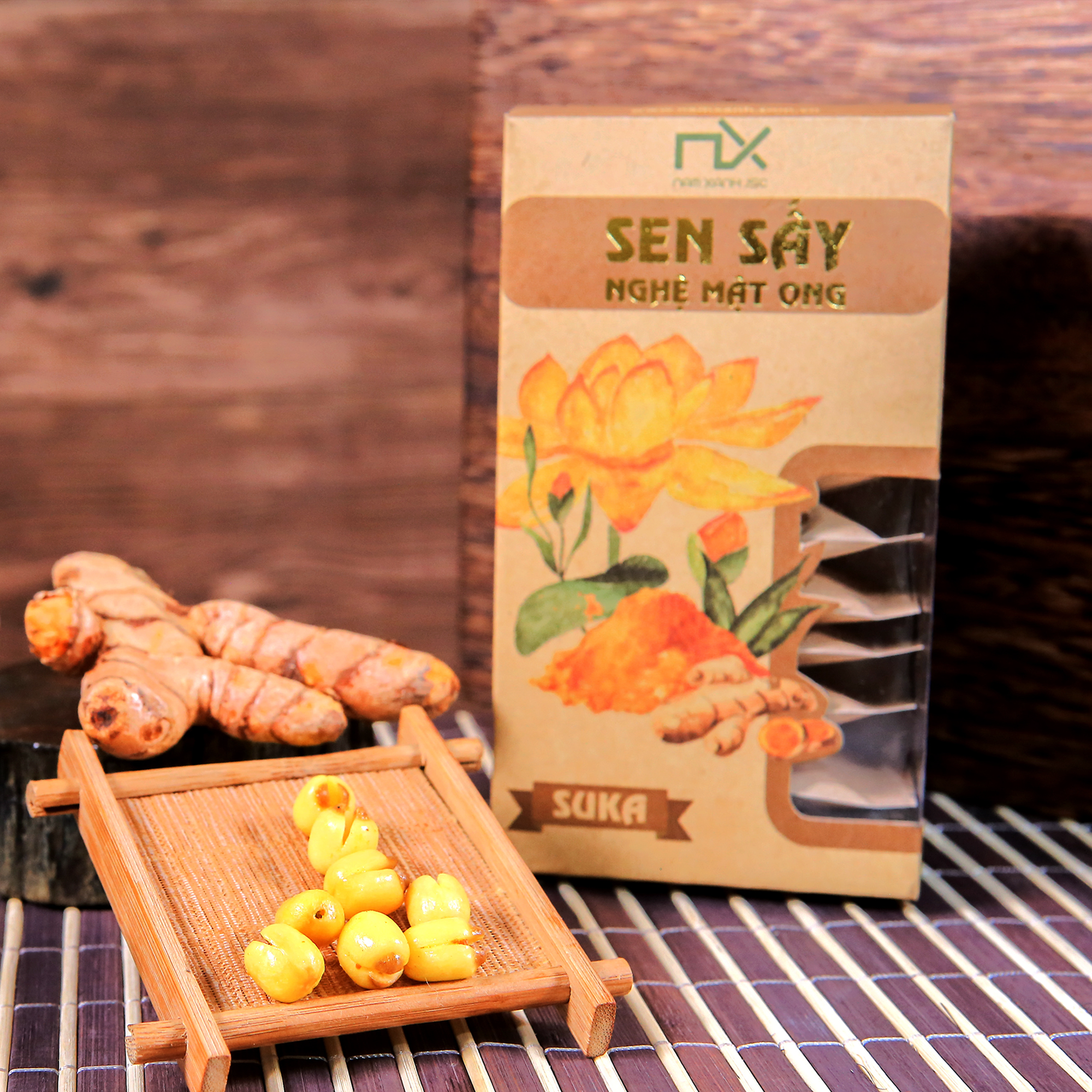 Hộp Hạt sen sấy nghệ mật ong Nam Xanh 65g (100g)