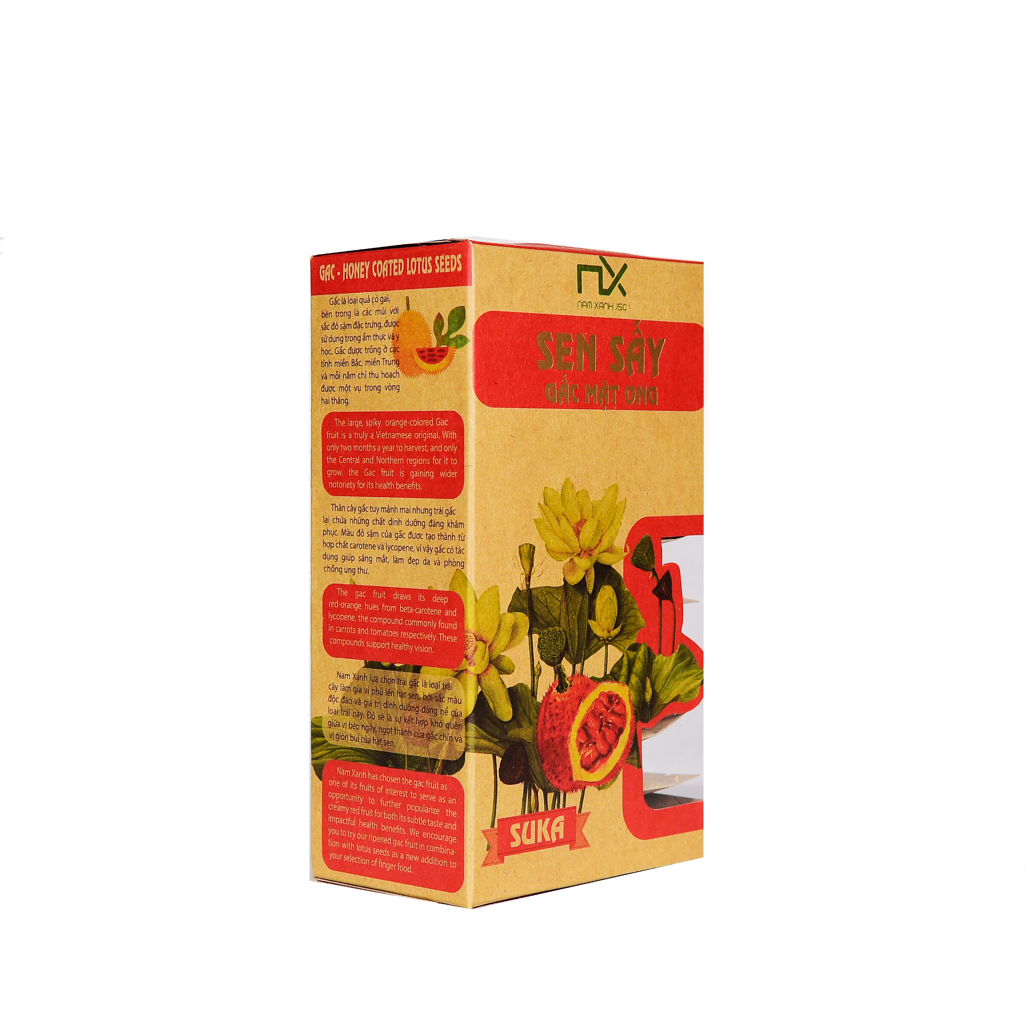 Hộp Hạt sen sấy gấc mật ong Nam Xanh 65g (100g)