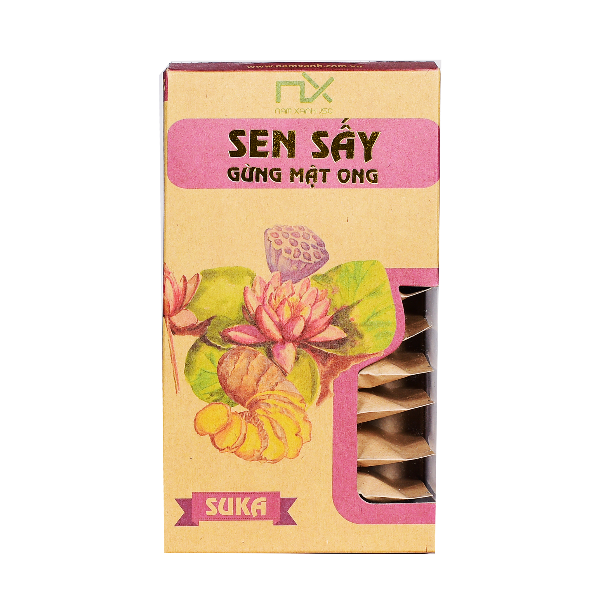 Hộp Hạt sen sấy gừng mật ong Nam Xanh 65g (100g)