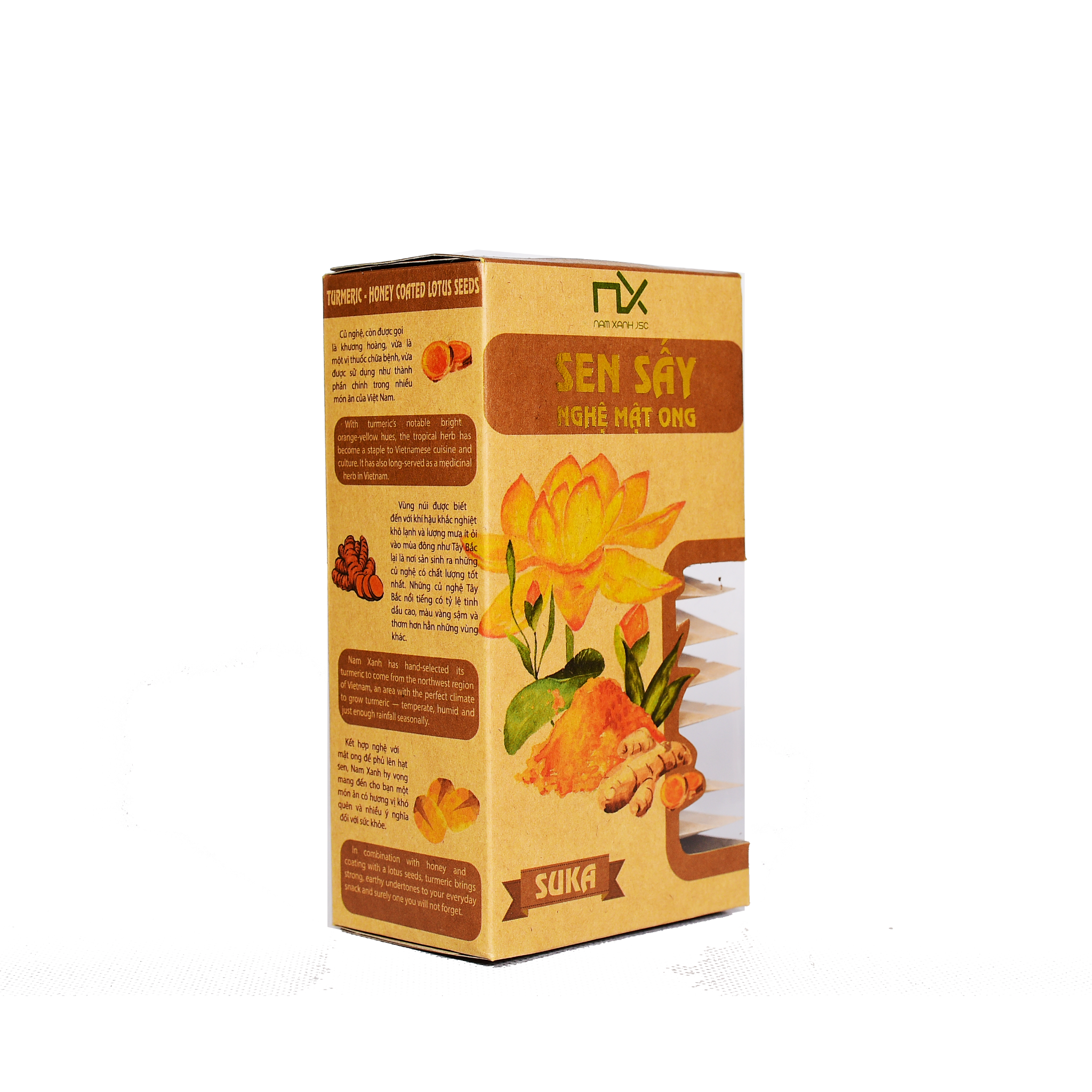Hộp Hạt sen sấy nghệ mật ong Nam Xanh 65g (100g)