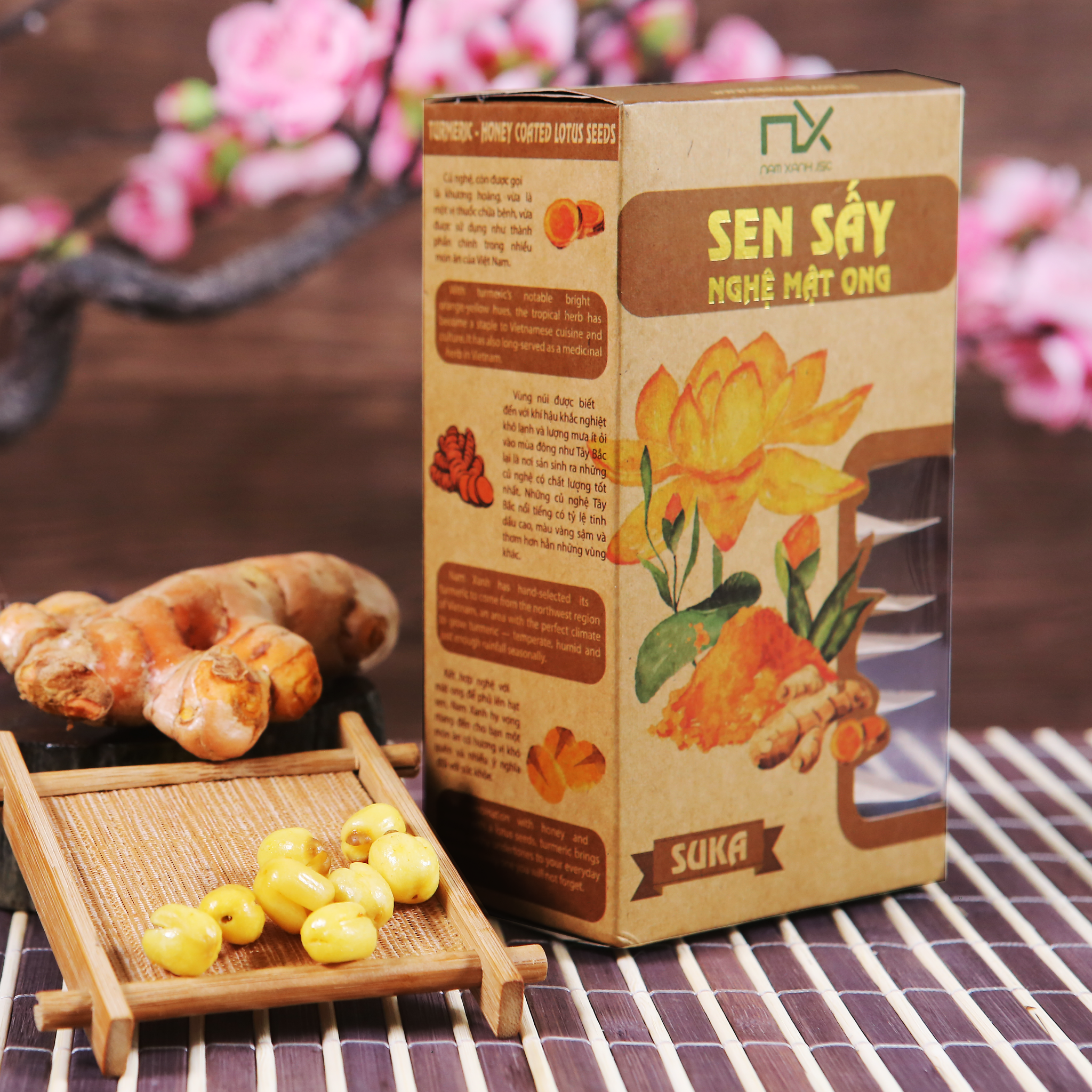 Hộp Hạt sen sấy nghệ mật ong Nam Xanh 65g (100g)
