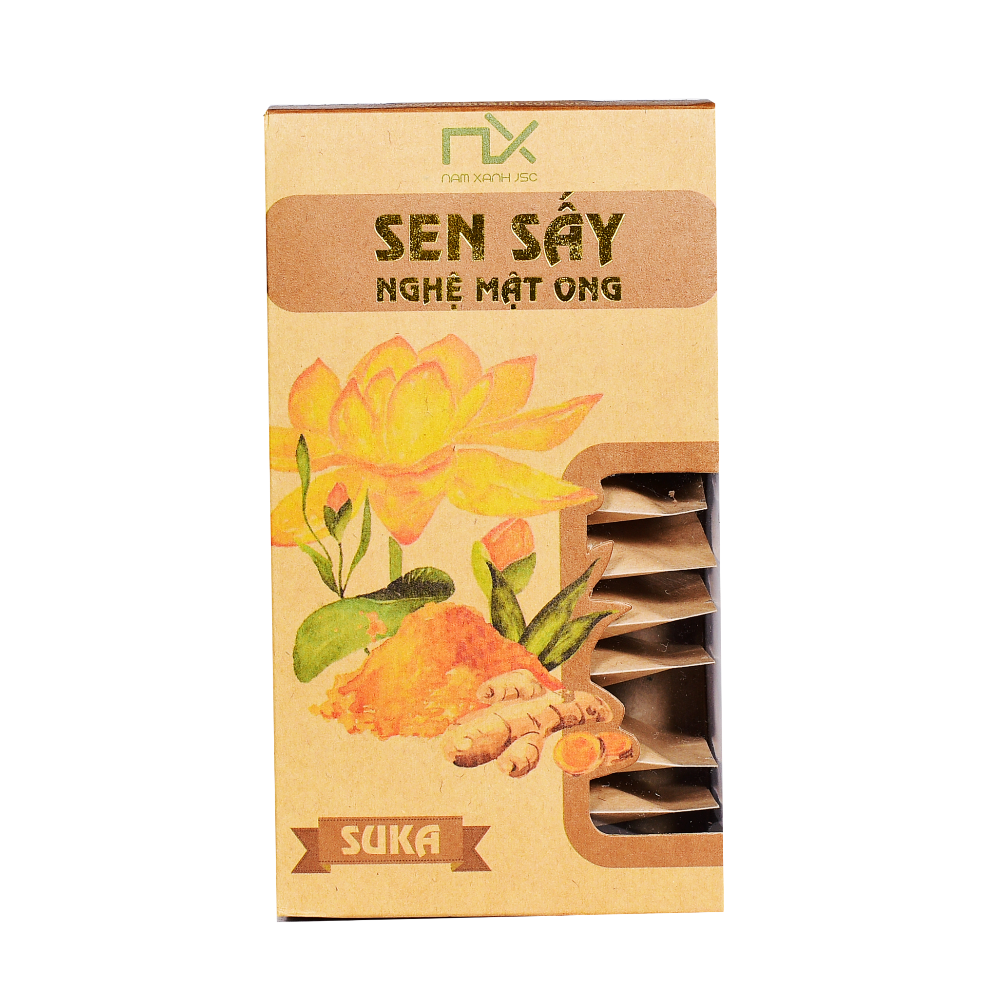 Hộp Hạt sen sấy nghệ mật ong Nam Xanh 65g (100g)