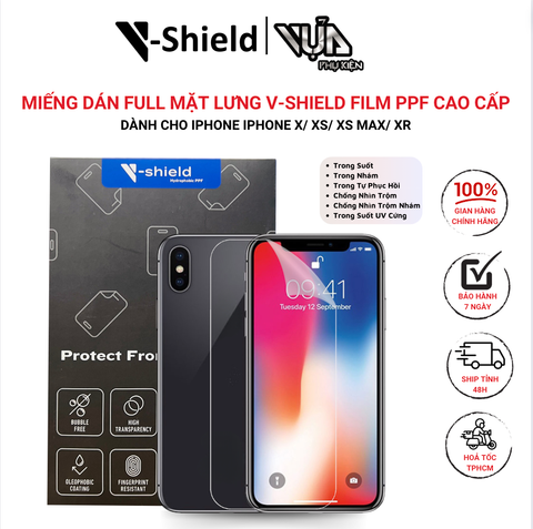  Miếng dán màn hình V-Shield Film PPF cao cấp cho iPhone X/ XS/ XS Max/ XR 