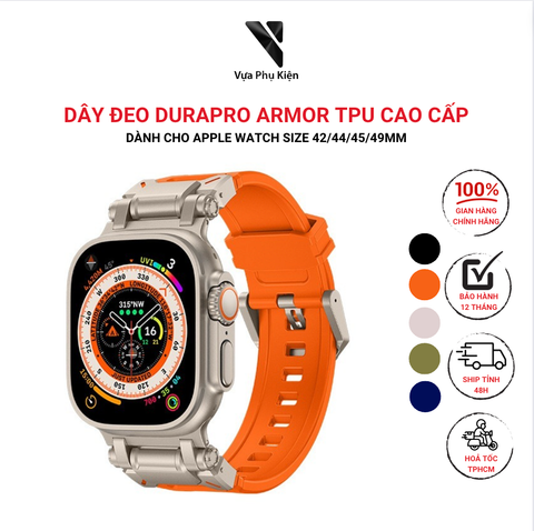  Dây đeo TPU cao cấp dành cho Apple watch size 42/44/45/49mm khóa kim loại chắc chắn không gỉ 