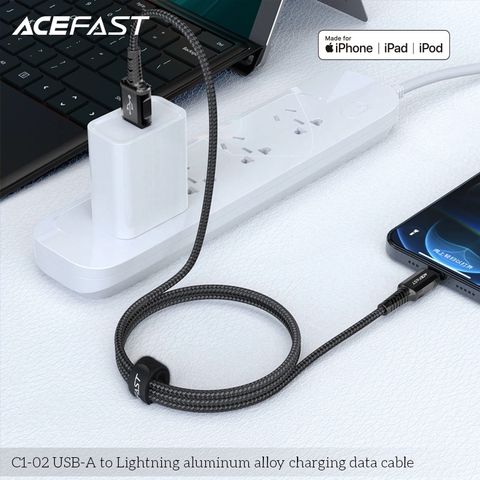  Dây Cáp ACEFAST Type C (1.2m) - C1-04 dòng điện lên đến 3A, chiều dài 1.2m, đầu nối hợp kim nhôm 